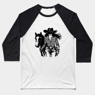 western cowgirl leading horse Baseball T-Shirt